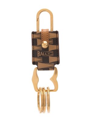 Bally Pennant-pattern leather keychain - Brown