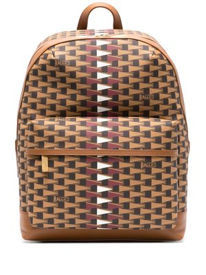 Bally Pennant-print leather backpack - Brown
