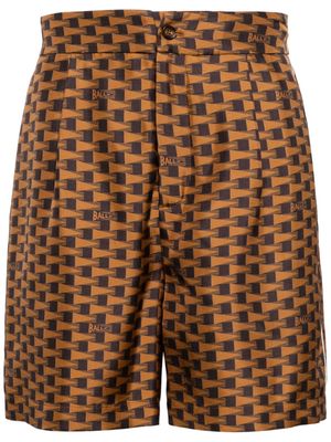 Bally Pennant-print silk shorts - Brown