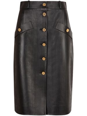Bally perforated-Emblem leather skirt - Black