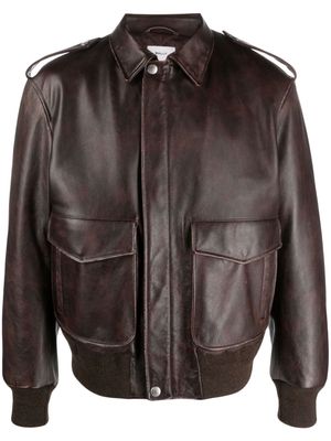 Bally pockets bomber leather jacket - Brown