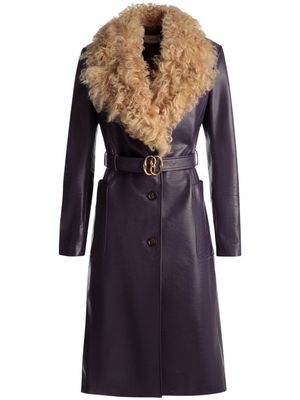Bally shearling-collar belted coat - ORCHID 22