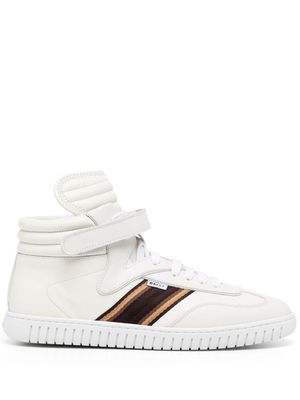 Bally side-stripe leather high-top sneakers - White