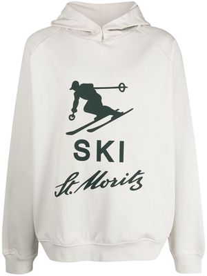 Bally Ski graphic-print cotton hoodie - Neutrals