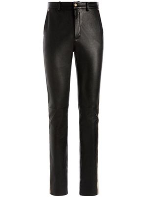 Bally stripe-detail leather tapered trousers - Black