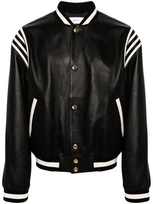 Bally stripe-detailing leather bomber jacket - Black