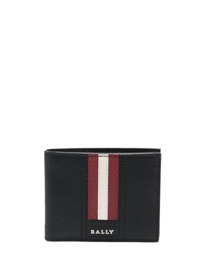 Bally stripe logo grained-leather wallet - Black