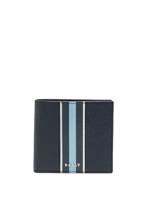 Bally stripe-print textured wallet - Blue