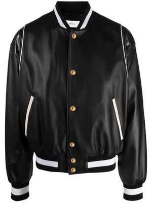 Bally striped buttoned leather jacket - Black