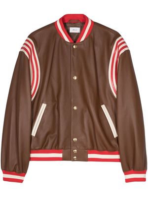 Bally striped buttoned leather jacket - Brown