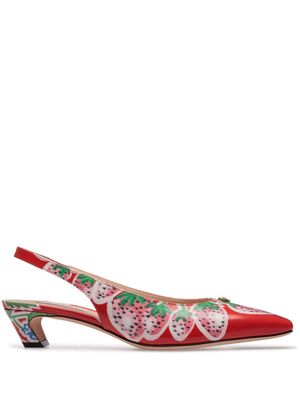 Bally Sylt strawberry-print leather pumps - Red