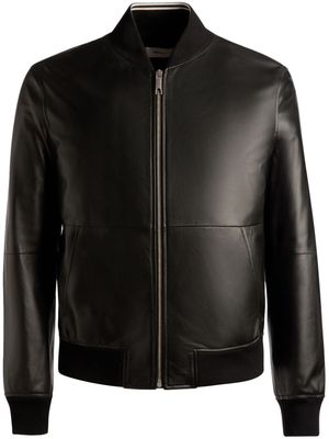 Bally zip-up leather bomber jacket - Black