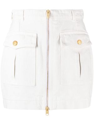 Bally zip-up organic cotton miniskirt - White
