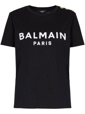 Balmain 3-Button logo-print cotton T-shirt - Black