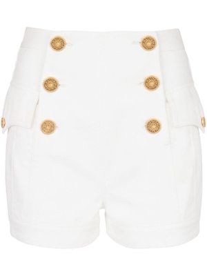 Balmain 6-Button denim shorts - White