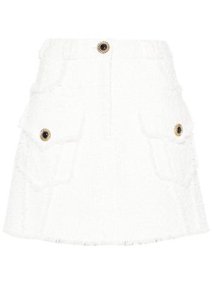 Balmain A-line tweed miniskirt - White