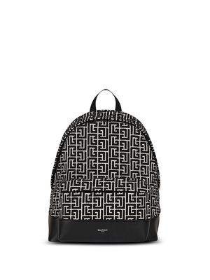 Balmain all-over logo-pattern backpack - Black