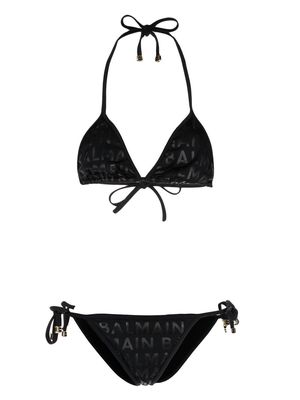 Balmain all-over logo-print bikini set - Black