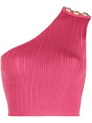 Balmain asymmetric buttoned knit top - Pink