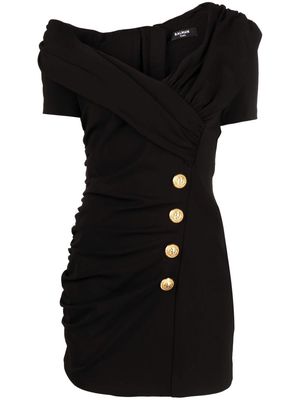 Balmain asymmetric off-shoulder minidress - Black