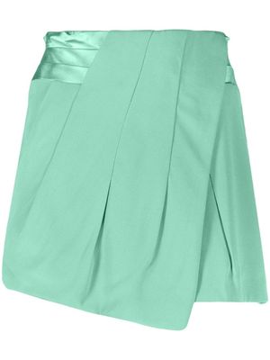 Balmain asymmetric pleated-panel shorts - Green