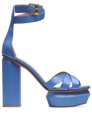 Balmain Ava satin platform sandals - Blue