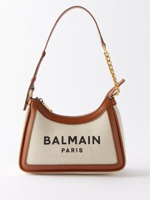 Balmain - B-army Leather-trim Canvas Shoulder Bag - Womens - Tan White