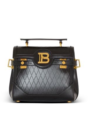Balmain B-Buzz 23 grid-debossed leather tote bag - Black