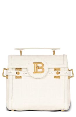 Balmain B-Buzz 23 Monogram Leather Top Handle Bag in Cream