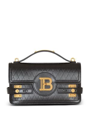 Balmain B-Buzz 24 grid-debossed leather tote bag - Black