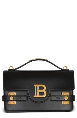 Balmain B-Buzz 24 Leather Top Handle Bag in Black