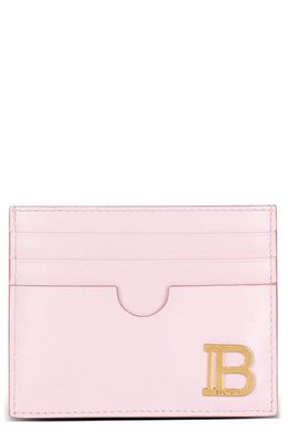 Balmain B-Buzz Calfskin Leather Card Case in 4Ak Pale Pink