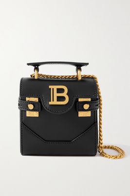 Balmain - B-buzz Mini Chain-embellished Leather Shoulder Bag - Black