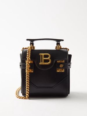 Balmain - B-buzz Mini Leather Cross-body Bag - Womens - Black