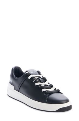 Balmain B Court Logo Calfskin Low Top Sneaker in Eab Black/White