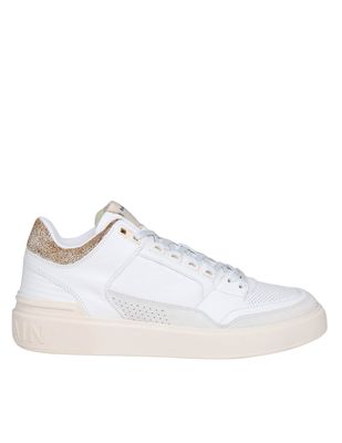 Balmain B-court Mid Sneakers In White Leather