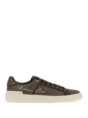 Balmain B-court Sneakers In Monogram Leather