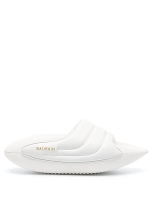 Balmain B-IT leather platform sandals - White