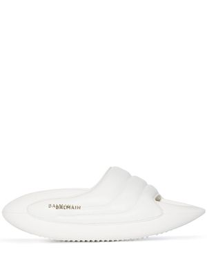 Balmain B-IT quilted leather slides - White