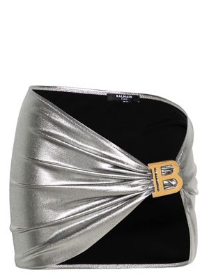 Balmain B-logo plaque metallic sarong - Silver