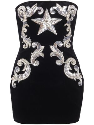 Balmain bandeau cotton minidress - Black