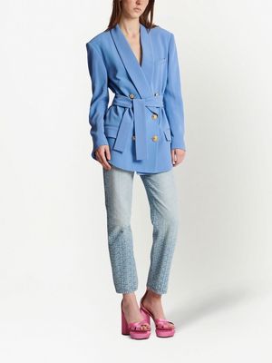 Balmain belted double-breasted blazer - Blue