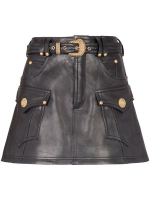 Balmain belted leather miniskirt - Black