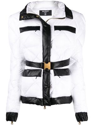 Balmain belted puffer jacket - White