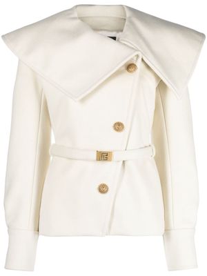Balmain belted wool jacket - White