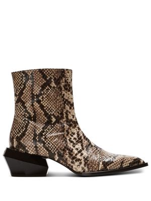 Balmain Billy snakeskin-effect leather boots - Brown