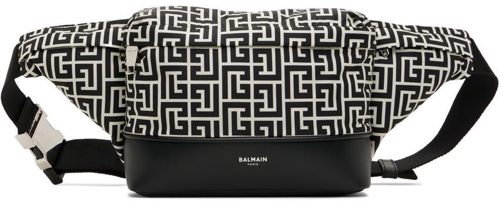 Balmain Black & White Maxi Monogram Belt Bag