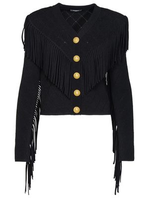 Balmain Black Viscose Blend Cardigan