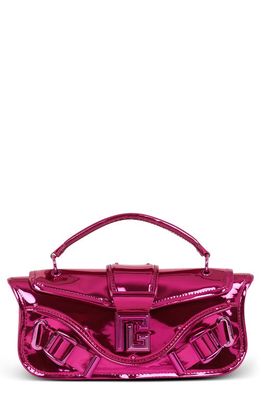 Balmain Blaze Mirror Leather Convertible Top Handle Bag in 4Dk Fuschia