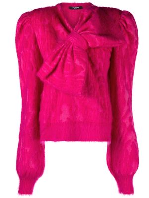 Balmain bow wool-blend jumper - 4DK pink